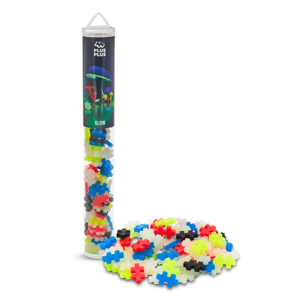 Glow-in-dark building brick set, mixed color 100 pieces in clear canister