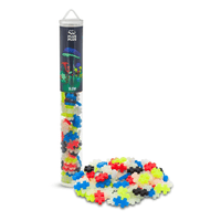 Glow-in-dark building brick set, mixed color 100 pieces in clear canister