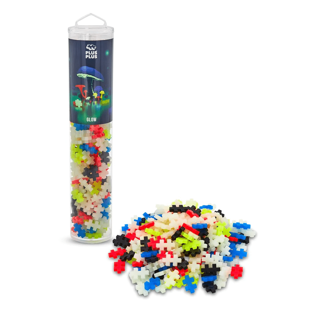 Plus-Plus glow-in-the-dark building blocks set, 240 multicolor pieces in tube