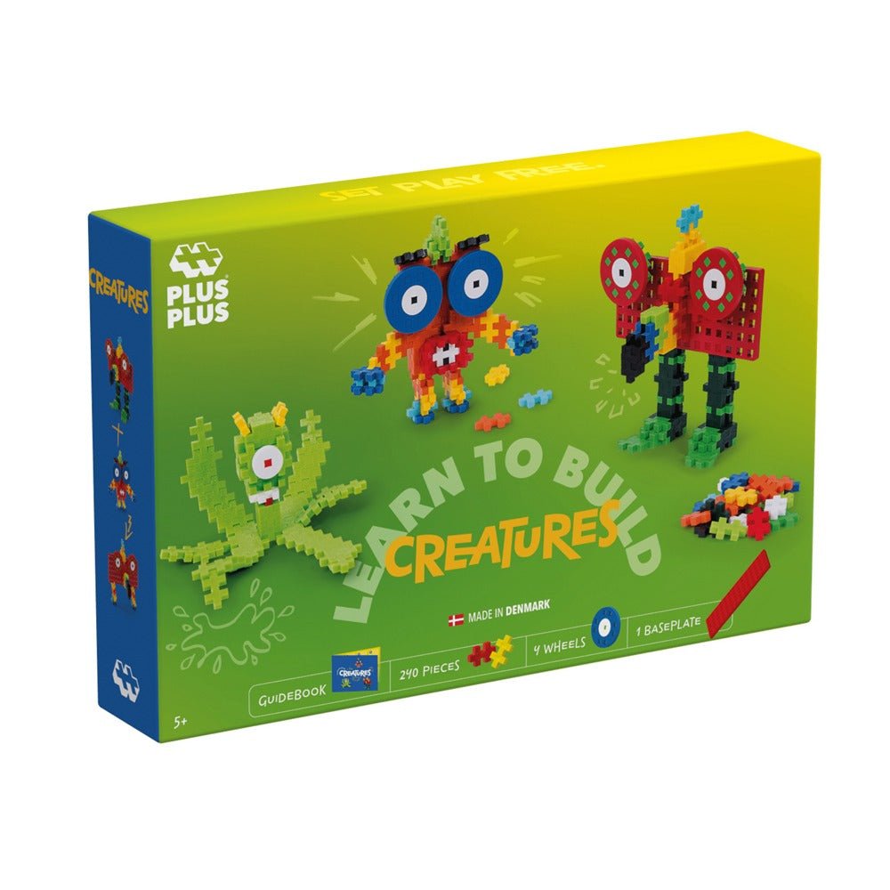 Plus Plus buildable creatures kit box showing sample characters