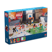Plus-Plus Learn to Build Sports set box with figurines and mini sports field
