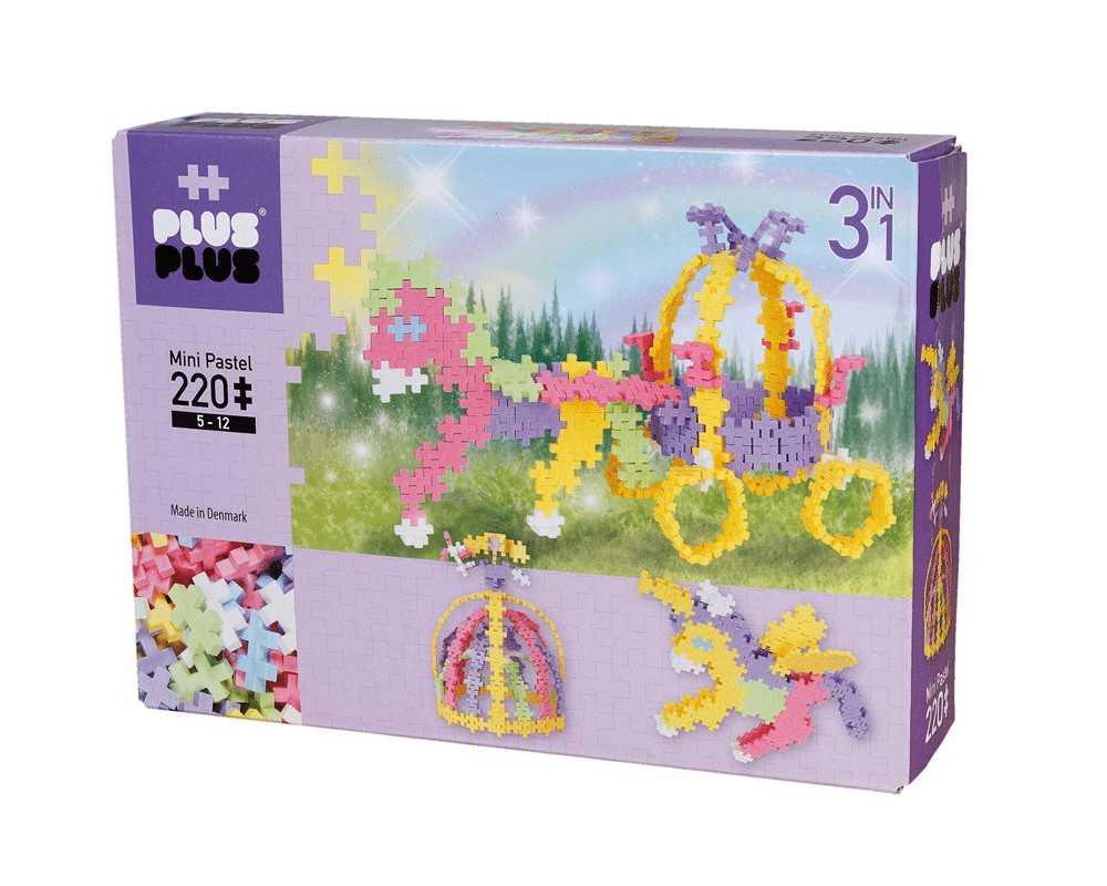Plus-Plus mini pastel building set box, 220 pieces, fairy-style assembled shapes