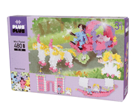 Plus-Plus pastel 480-piece building set box with 3in1 princess figures and pieces