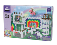 Plus-Plus Pastel Rainbow Castle building set box with rainbow arch and figures