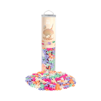 Plus-Plus pearl mix building pieces tube with loose pastel and bright blocks