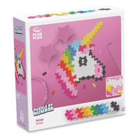 Unicorn number puzzle set box with multicolor plastic pieces