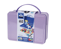 Plus-Plus pastel metal suitcase with handle, 600-piece building set, closed