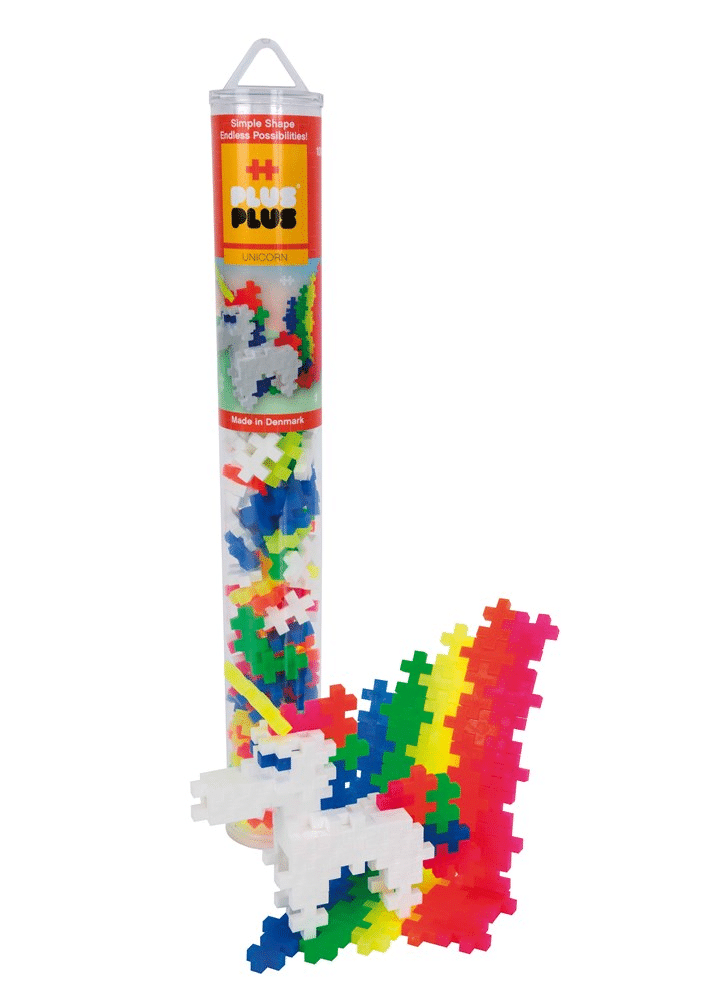 Plus-Plus unicorn building set with multicolor interlocking pieces