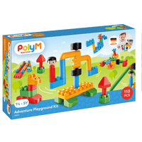 Colorful Poly M building blocks adventure playground kit box, 110 pieces