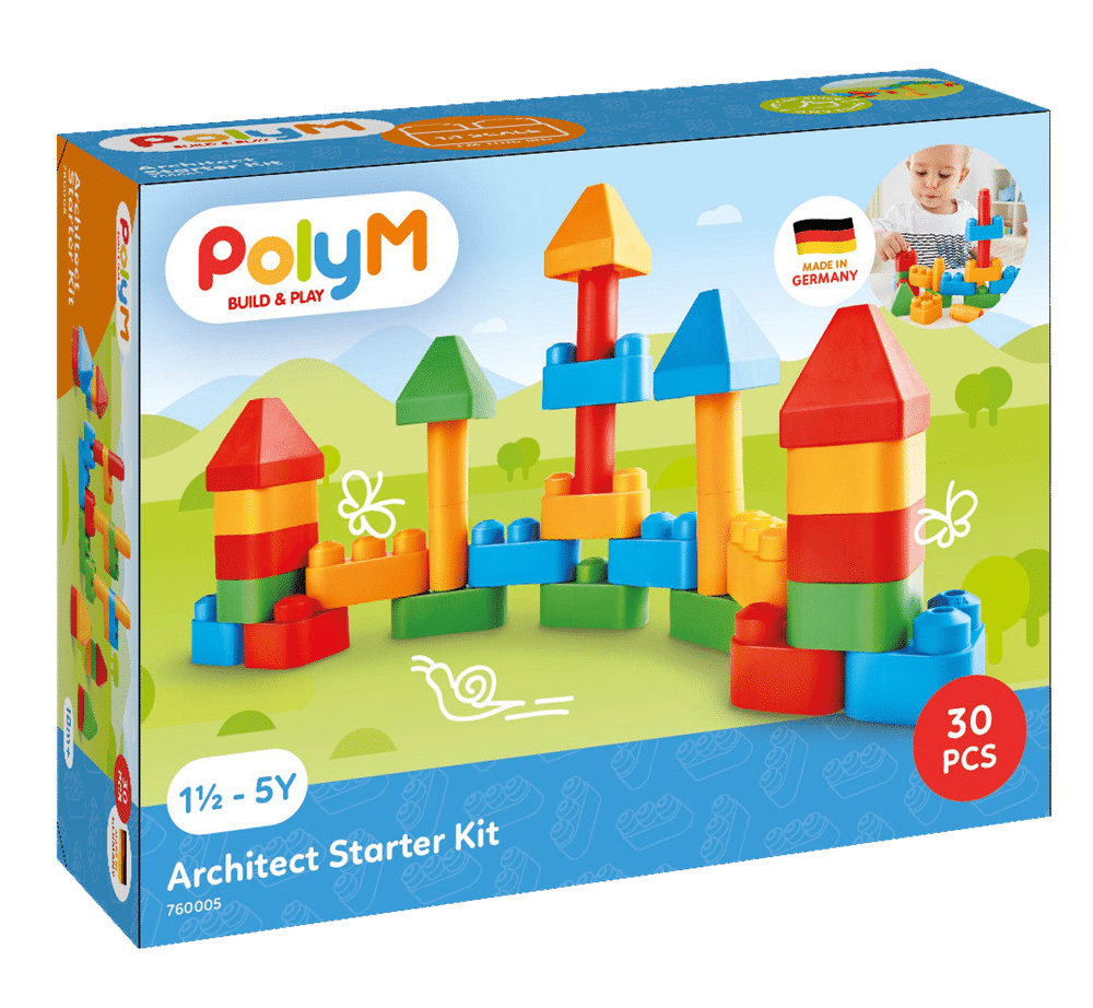 Poly M Architect Starter Kit box, 30-piece colorful building set