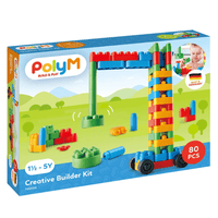 Colorful building block creative builder kit with 80 pieces in a toy box
