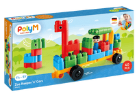 Colorful plastic block zoo keeper and car toy set, 40-piece building blocks