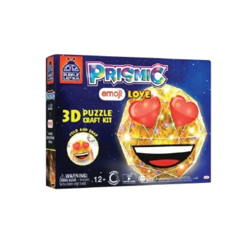 Puzzle lantern kit box with Prismic 3D emoji Love heart face design