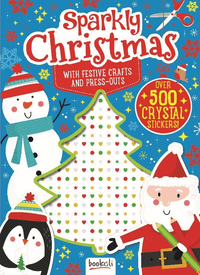 Sparkly Christmas sticker sheet with puffy holiday figures and tree outline