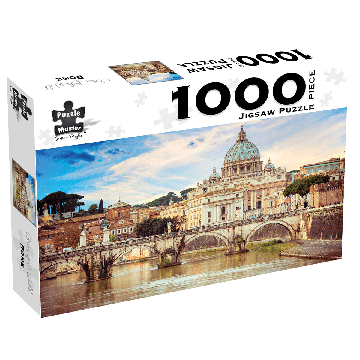 1000-piece jigsaw puzzle box with Rome skyline artwork