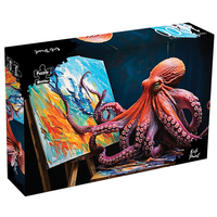 Octo Paint puzzle box with colorful octopus painting on easel