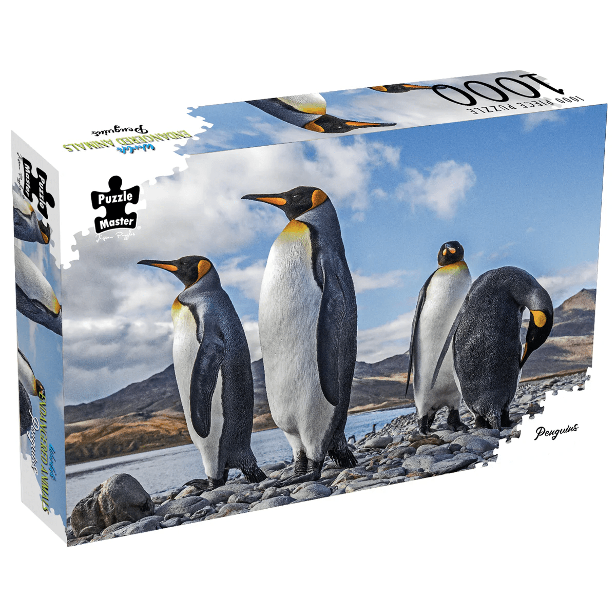 1000-piece puzzle box with penguin scene artwork and Puzzle Master logo on side