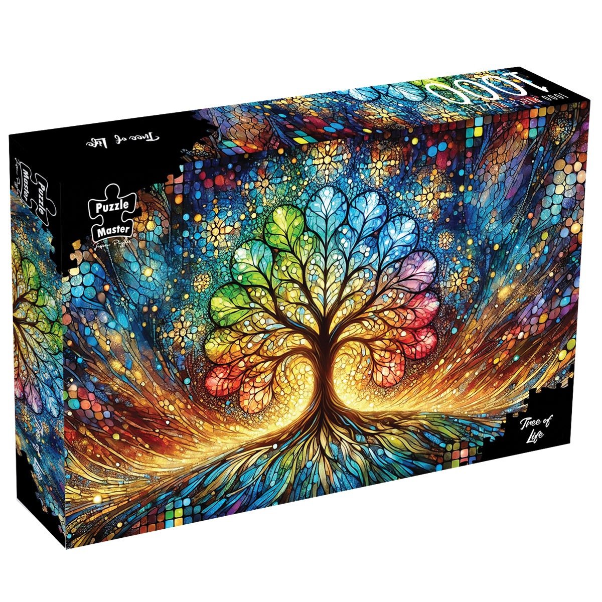 Tree of Life 1000-piece jigsaw puzzle box with colorful glowing tree artwork