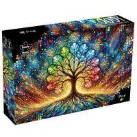 Tree of Life 1000-piece jigsaw puzzle box with colorful glowing tree artwork