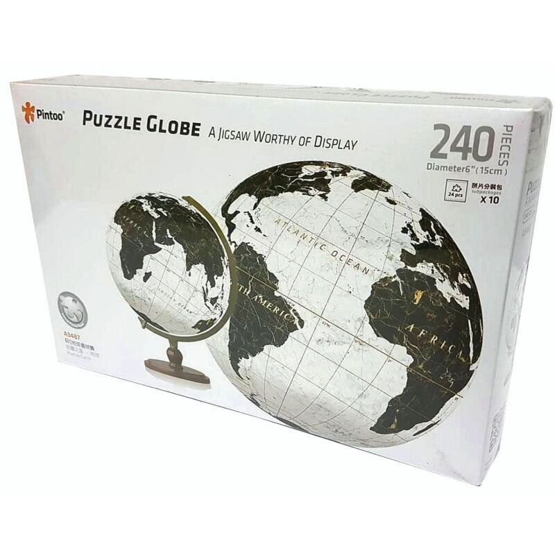 Pintoo puzzle globe jigsaw box with Earth art, 240 pieces