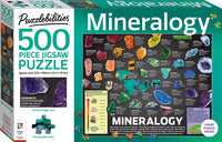 Puzzlebilities Mineralogy 500-piece jigsaw puzzle box with mineral images and label