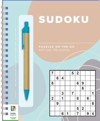 Sudoku puzzle book with spiral binding and printed 9x9 grid cover