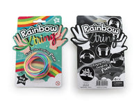 Rainbow String game set in a colorful rainbow elastic loop with hanging card