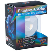 Sun crystal gift box with clear octagonal hanging prism and rainbow branding