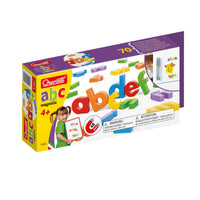 Magnetic alphabet letter set, colorful block pieces, box packaging