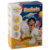 Science rockets starter kit box with Rockets text and cartoon boy, 8+