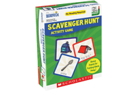 Scholastic Scavenger Hunt activity game box, featuring backpack and item cards