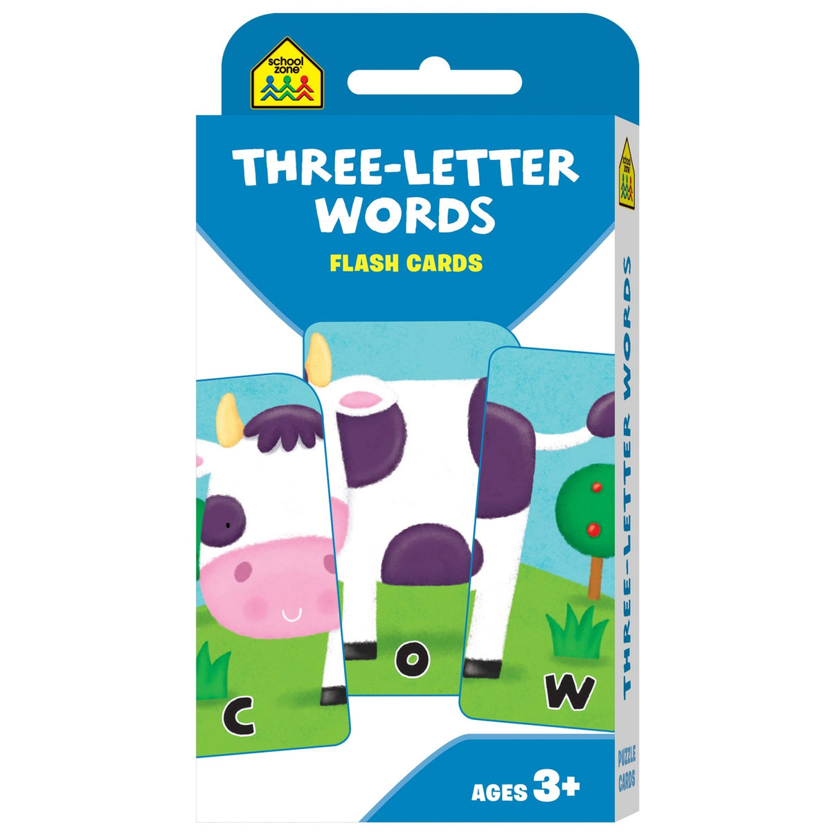 Three-letter words flash cards package with animal character letter tiles, age 3+