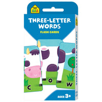 Three-letter words flash cards package with animal character letter tiles, age 3+