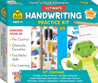 Handwriting practice kit box, ages 4+, with workbook and stickers