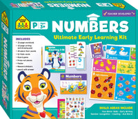 Numbers early learning kit box with penguin and number tiles for counting