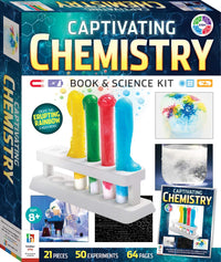 Captivating Chemistry science kit box with colorful beakers and lab station on front