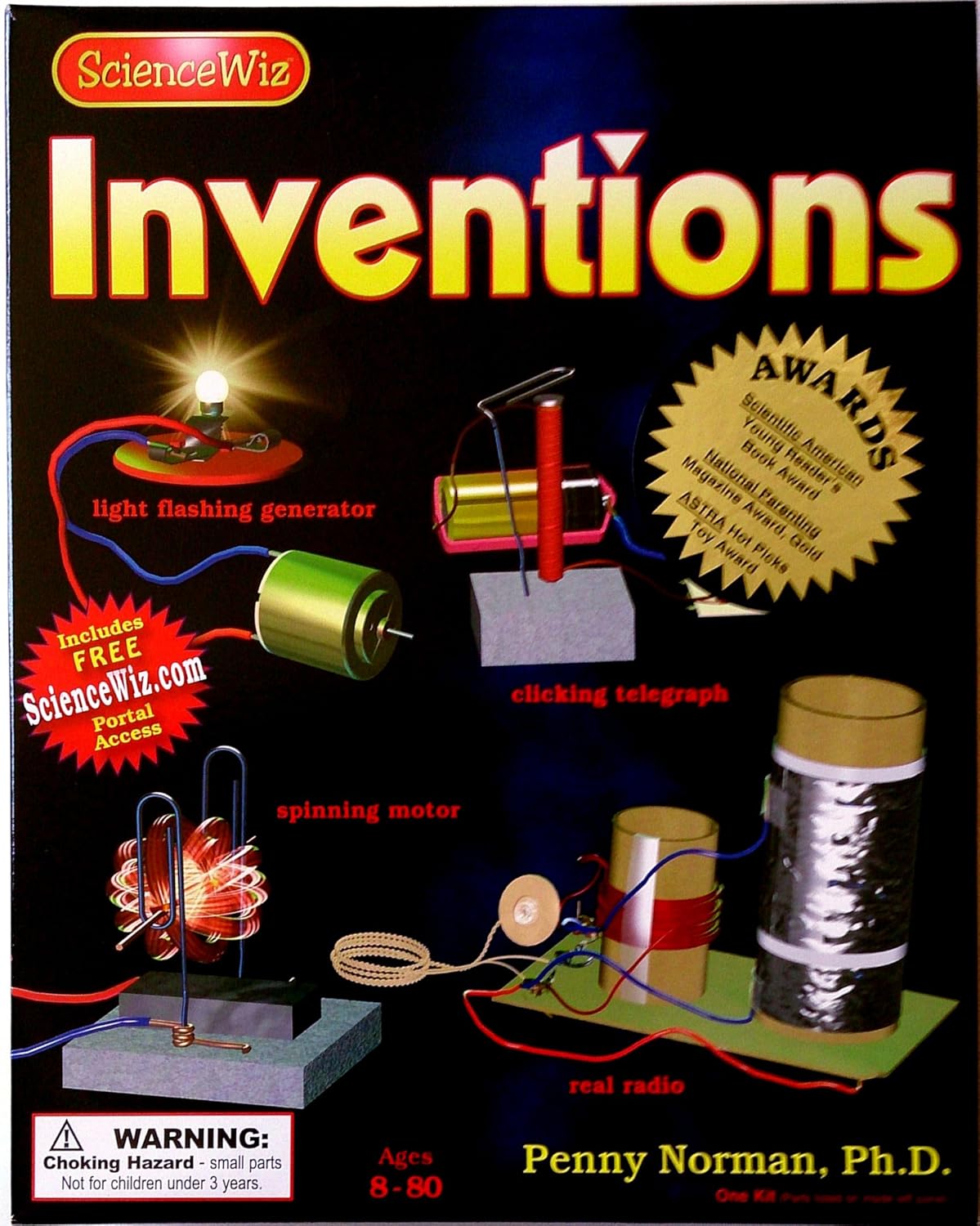 ScienceWiz inventions educational project kit box front with device illustrations