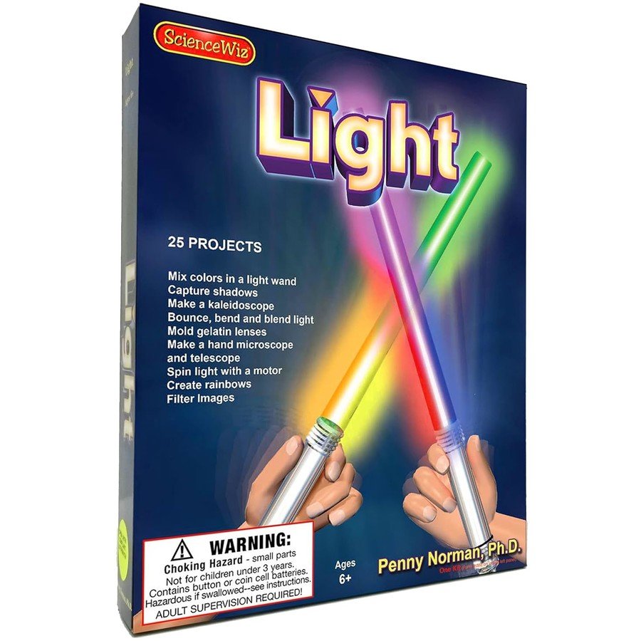 ScienceWiz Light educational project kit box with glowing prism light on cover