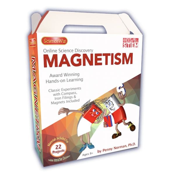 ScienceWiz Magnetism activity kit box with hands-on online science experiments