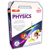 ScienceWiz Physics online science activity kit with illustrated box and hanging rocket model