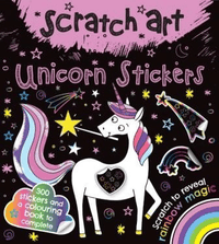 Unicorn scratch art sticker set with unicorn graphic and star shapes