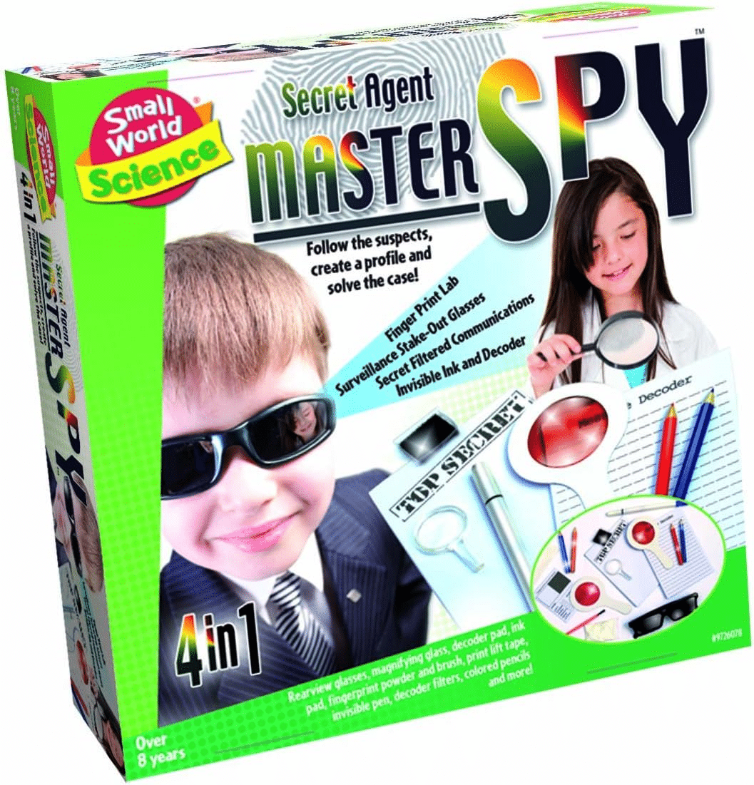 Spy science kit box with 4-in-1 secret agent activities