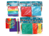 Square sensory activity board set with 12 pieces, textured wave patterns and rainbow colors