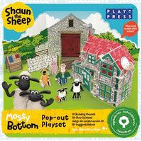 Pop-out building playset box with farm characters and 3D house model