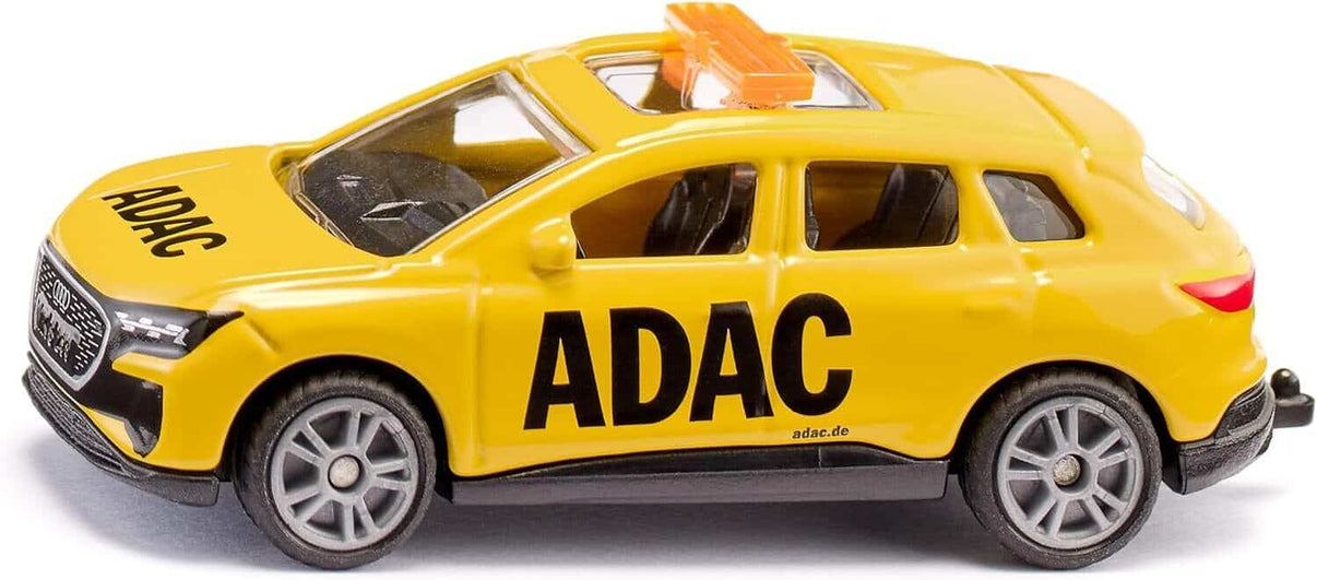 Yellow ADAC breakdown car toy with raised hood and orange roof light