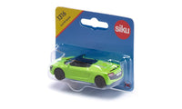 Green toy convertible sports car with black wheels