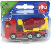 SIKU cement mixer truck in blister pack, red cab and yellow mixer drum