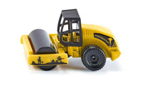 Siku toy road roller compactor with black cab and yellow body