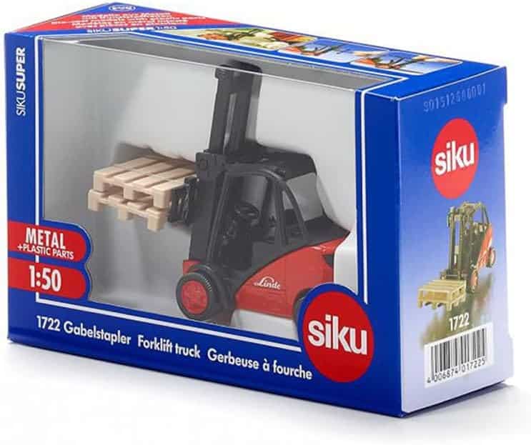 Siku 1:50 Linde forklift truck toy in blue retail box with Siku and Linde branding