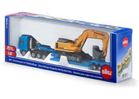 Siku MAN haulage transporter with trailer model in blue and gray, 1:87 scale